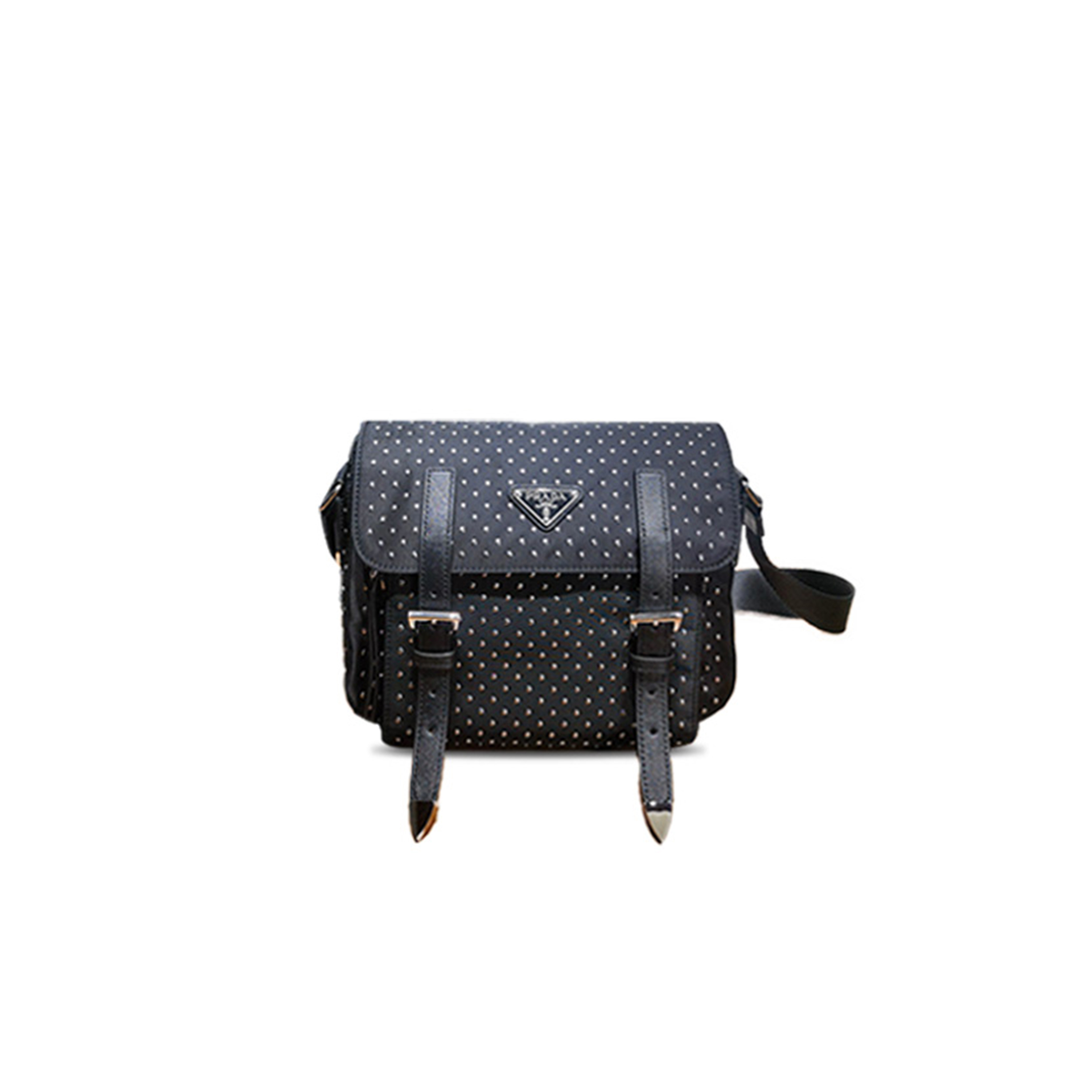 Pra*a re-nylon shoulder bag with studs 1bd382 (23*17*9cm)